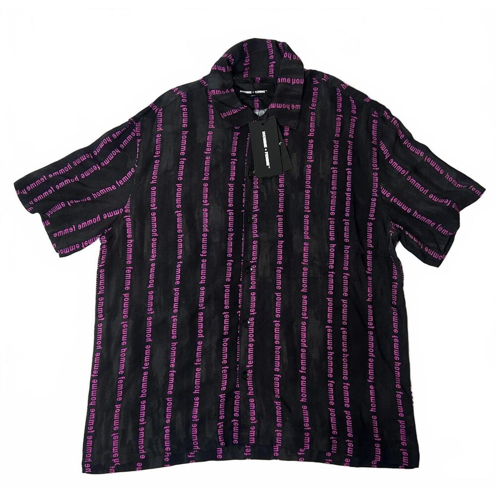 HOMME+FEMME Black Button-Up Shirt Mens Small NWT Rayon